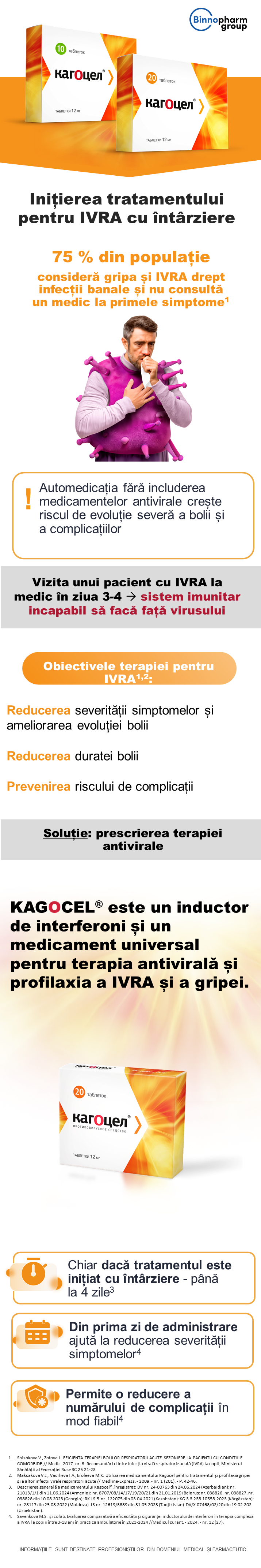 Kagocel<sup>®</sup> în caz de inițierea întârziată a tratamentului a IVRA